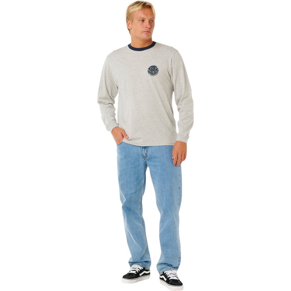 2026 Rip Curl Hombres Traje De Neopreno Icon Camiseta De Manga Larga 104MTE - Grey Marle